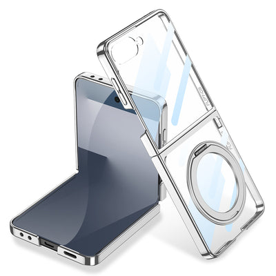 Galaxy Z Flip 7 M-safe Şarj Özellikli Zore Kıpta KPT-02 Standlı Kapak Siyah