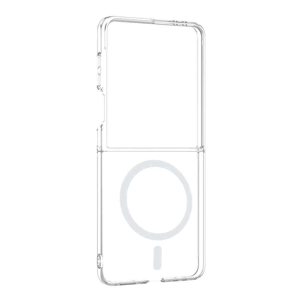 Galaxy Z Flip 8 Kamera Korumalı M-Safe Şarj Özellikli Şeffaf Zore London Sert PC Kapak