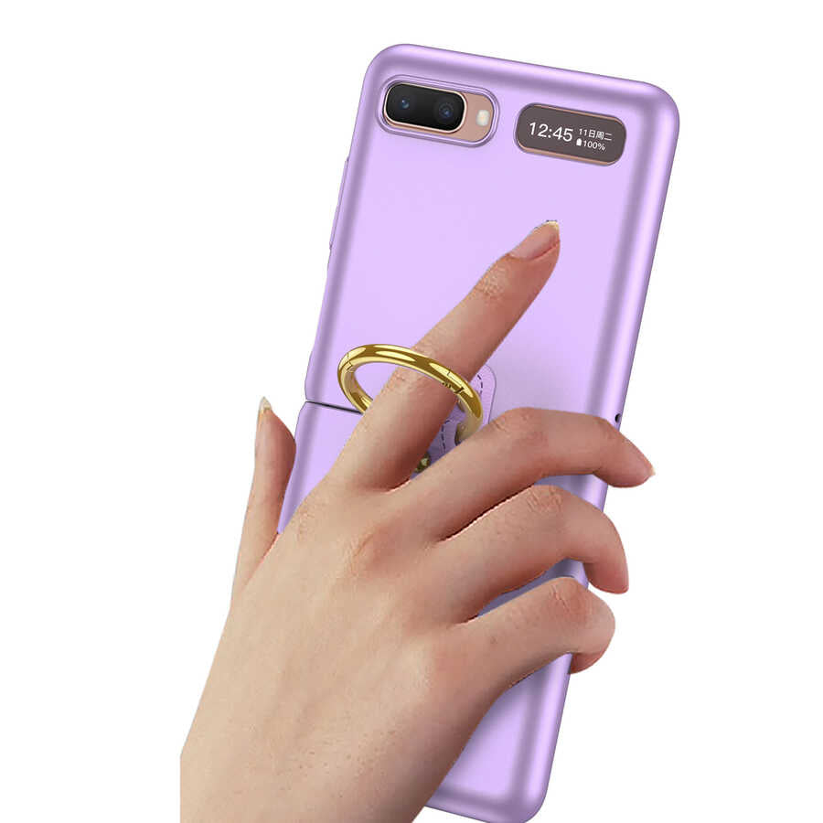Galaxy Z Flip Kılıf Zore Flip Ring Kıpta Kapak Siyah