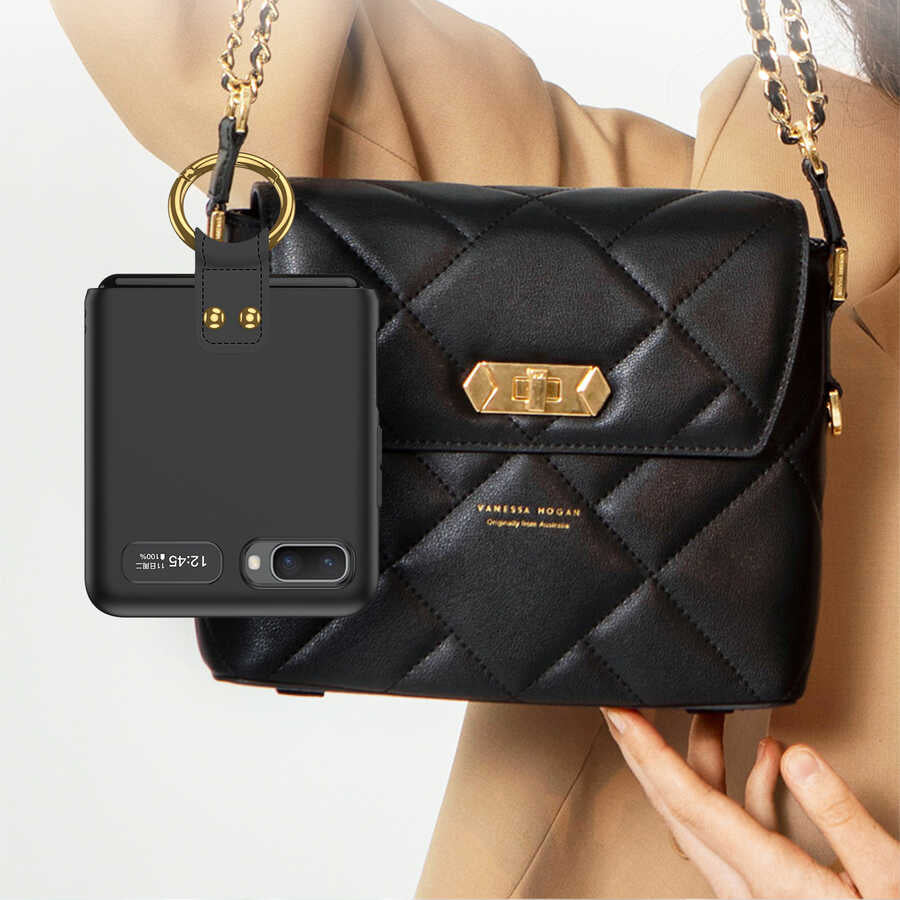 Galaxy Z Flip Kılıf Zore Flip Ring Kıpta Kapak Siyah