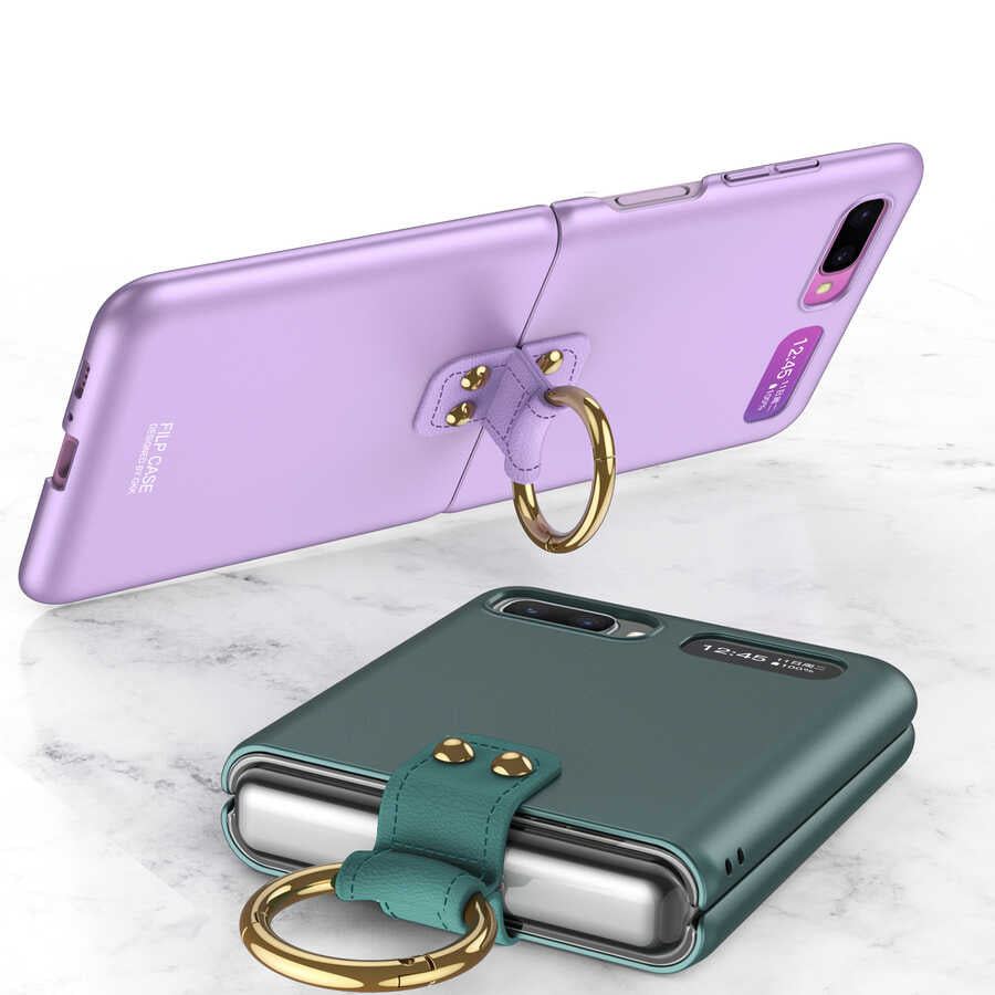 Galaxy Z Flip Kılıf Zore Flip Ring Kıpta Kapak Siyah