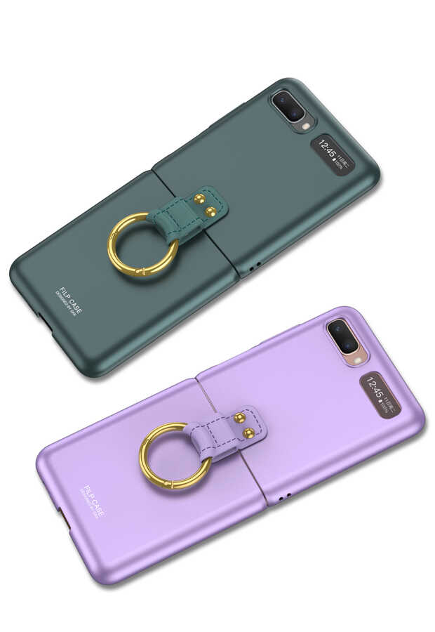 Galaxy Z Flip Kılıf Zore Flip Ring Kıpta Kapak Koyu Yeşil