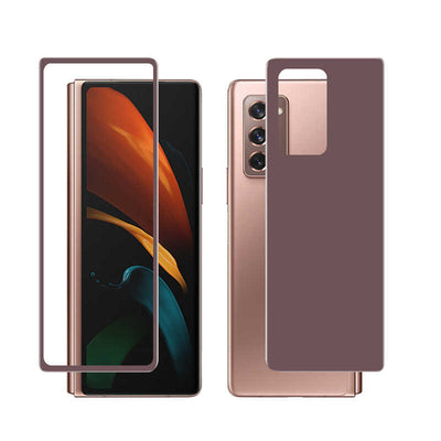 Galaxy Z Fold 2 Zore Ön Arka 5D Full Yapışkanlı Temperli Ekran Koruyucu Siyah