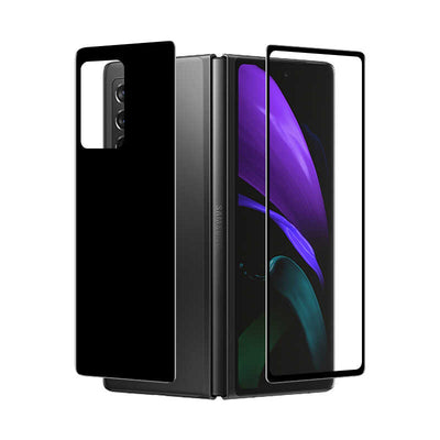 Galaxy Z Fold 2 Zore Ön Arka 5D Full Yapışkanlı Temperli Ekran Koruyucu Siyah