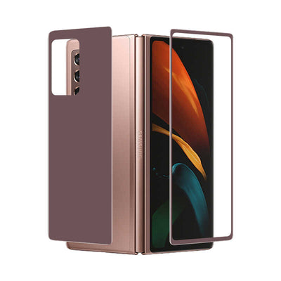 Galaxy Z Fold 2 Zore Ön Arka 5D Full Yapışkanlı Temperli Ekran Koruyucu Gold