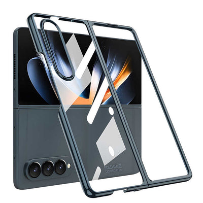 Galaxy Z Fold 4 Kılıf Zore Full Camlı Kıpta Kapak Gümüş Yeşili