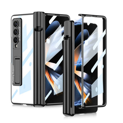 Galaxy Z Fold 4 Kılıf Zore Kıpta Standlı Kalem Bölmeli Kapak Siyah