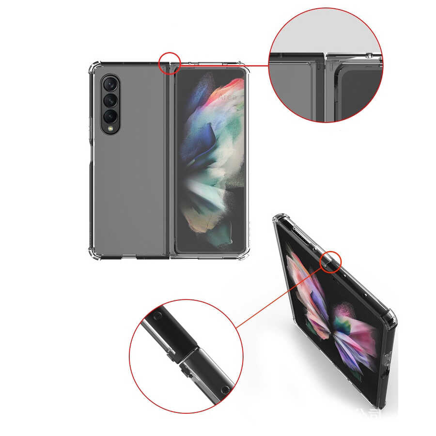 Galaxy Z Fold 4 Kılıf Zore Nitro Anti Shock Silikon Renksiz