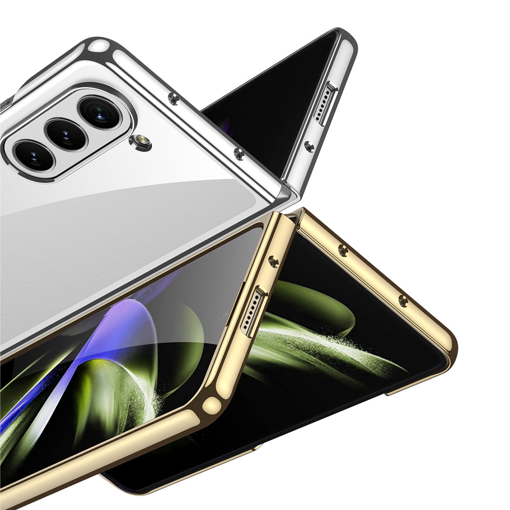 Galaxy Z Fold 5 Kılıf Zore Full Camlı Kıpta Kapak Gold