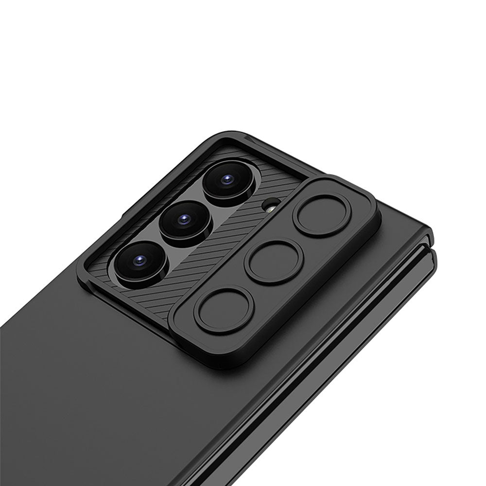 Galaxy Z Fold 5 Kılıf Kamera Korumalı Zore Kıpta Sürgülü Kapak Siyah