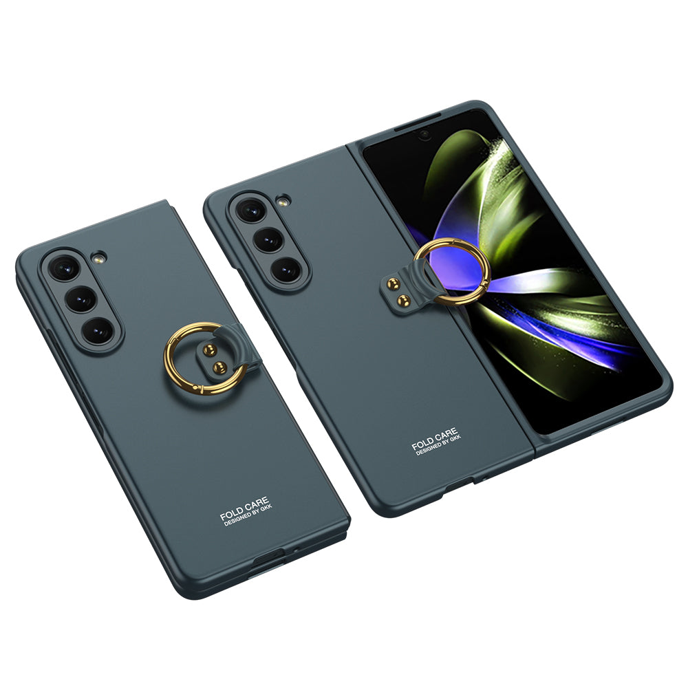 Galaxy Z Fold 5 Kılıf Zore Kıpta Yüzüklü Flip Sert Kapak Gümüş