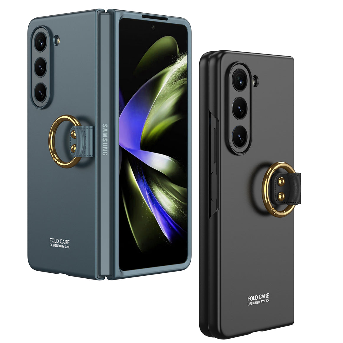Galaxy Z Fold 5 Kılıf Zore Kıpta Yüzüklü Flip Sert Kapak Gümüş