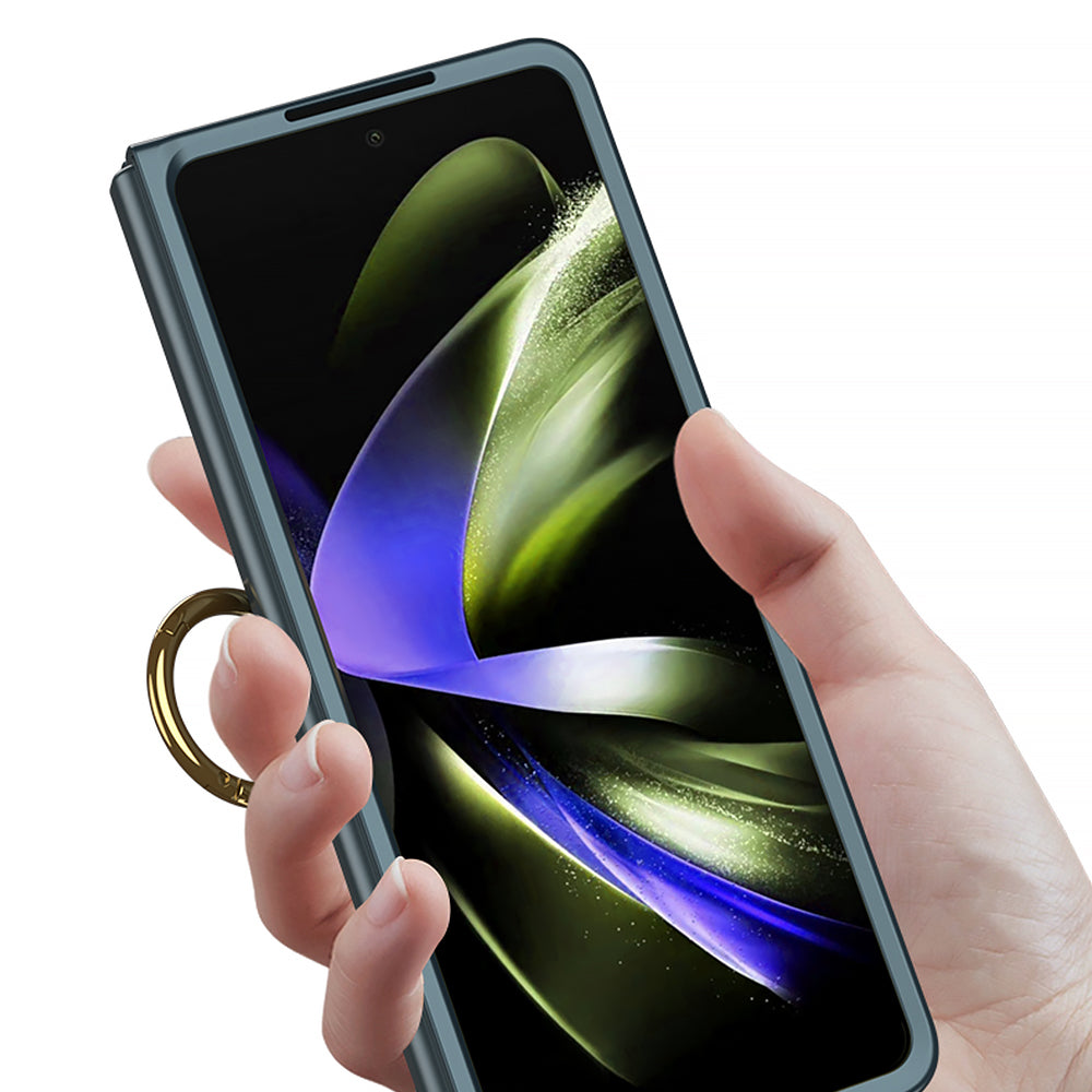Galaxy Z Fold 5 Kılıf Zore Kıpta Yüzüklü Flip Sert Kapak Siyah