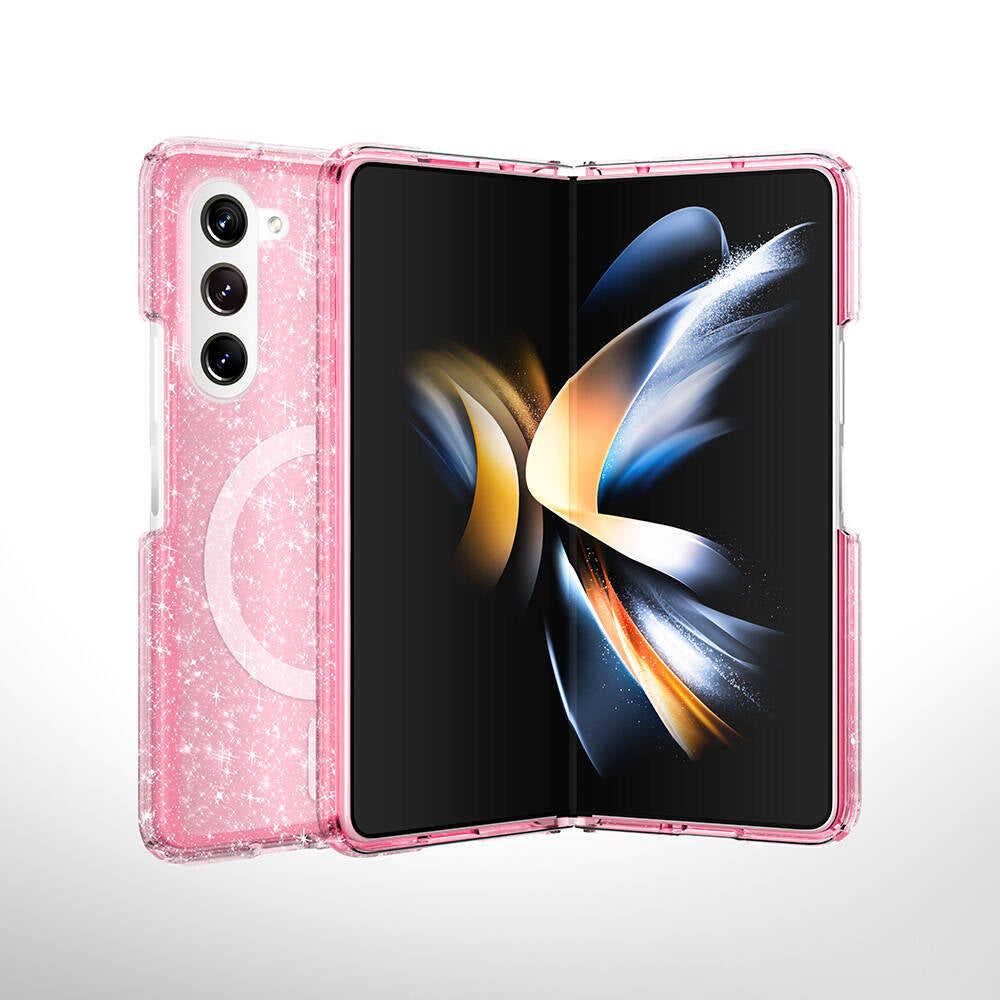 Galaxy Z Fold 6 Kılıf M-safe Şarj Özellikli Parlayan Simli Saydam Renkli Zore Allstar Kapak Mor