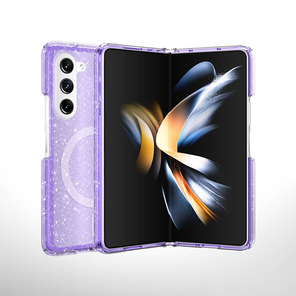 Galaxy Z Fold 6 Kılıf M-safe Şarj Özellikli Parlayan Simli Saydam Renkli Zore Allstar Kapak Şeffaf