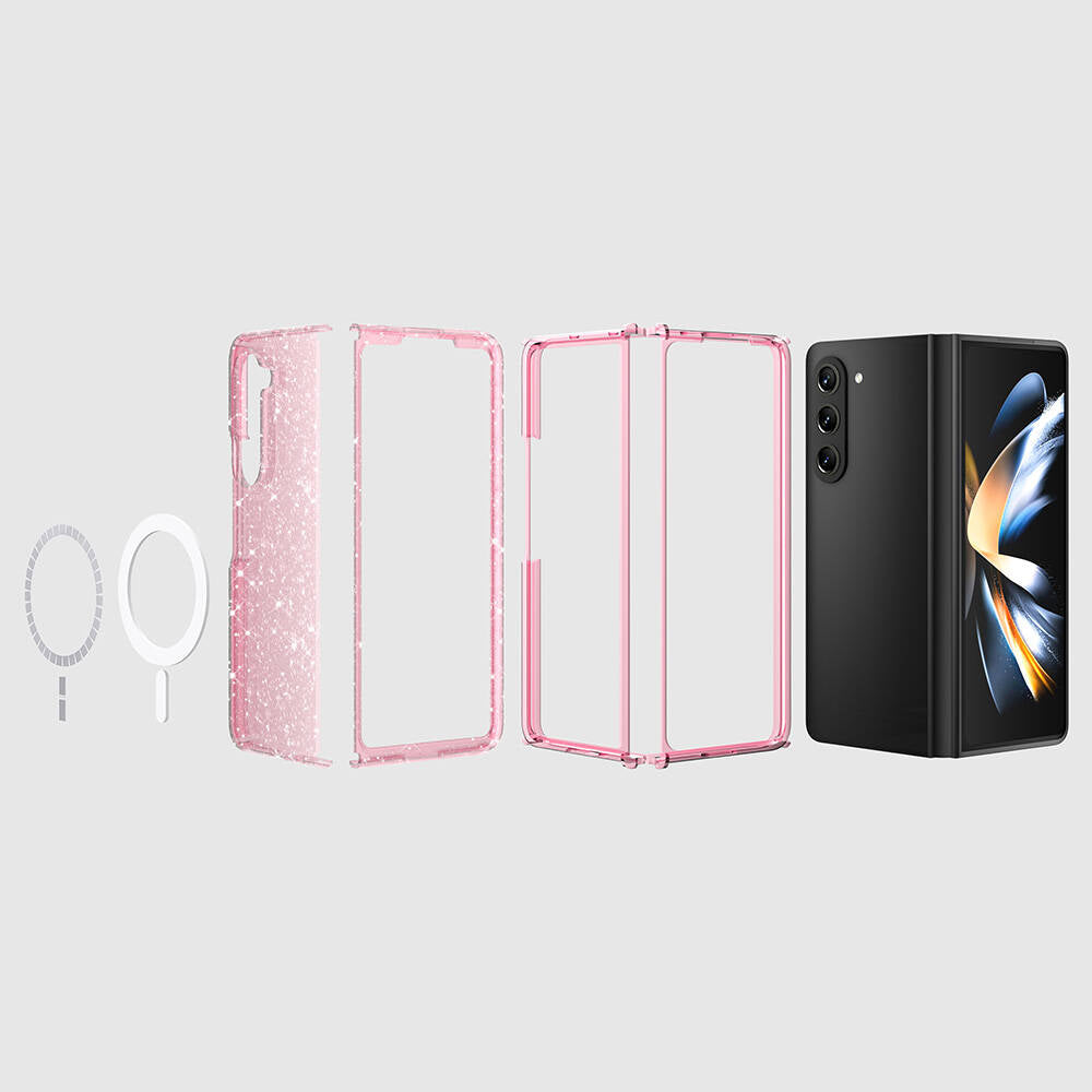 Galaxy Z Fold 6 Kılıf M-safe Şarj Özellikli Parlayan Simli Saydam Renkli Zore Allstar Kapak Şeffaf