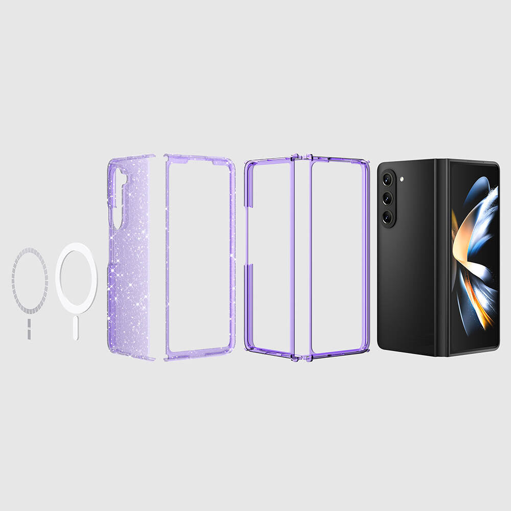 Galaxy Z Fold 6 Kılıf M-safe Şarj Özellikli Parlayan Simli Saydam Renkli Zore Allstar Kapak Şeffaf