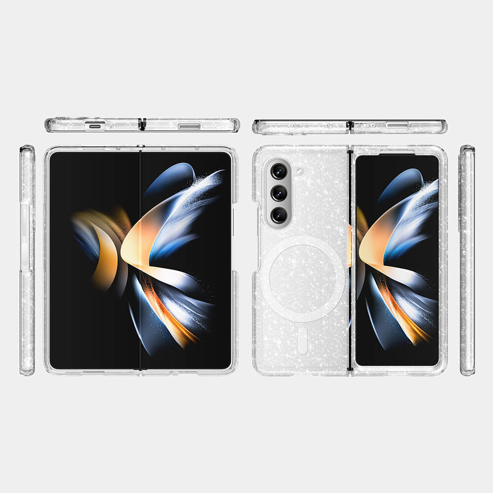Galaxy Z Fold 6 Kılıf M-safe Şarj Özellikli Parlayan Simli Saydam Renkli Zore Allstar Kapak Şeffaf