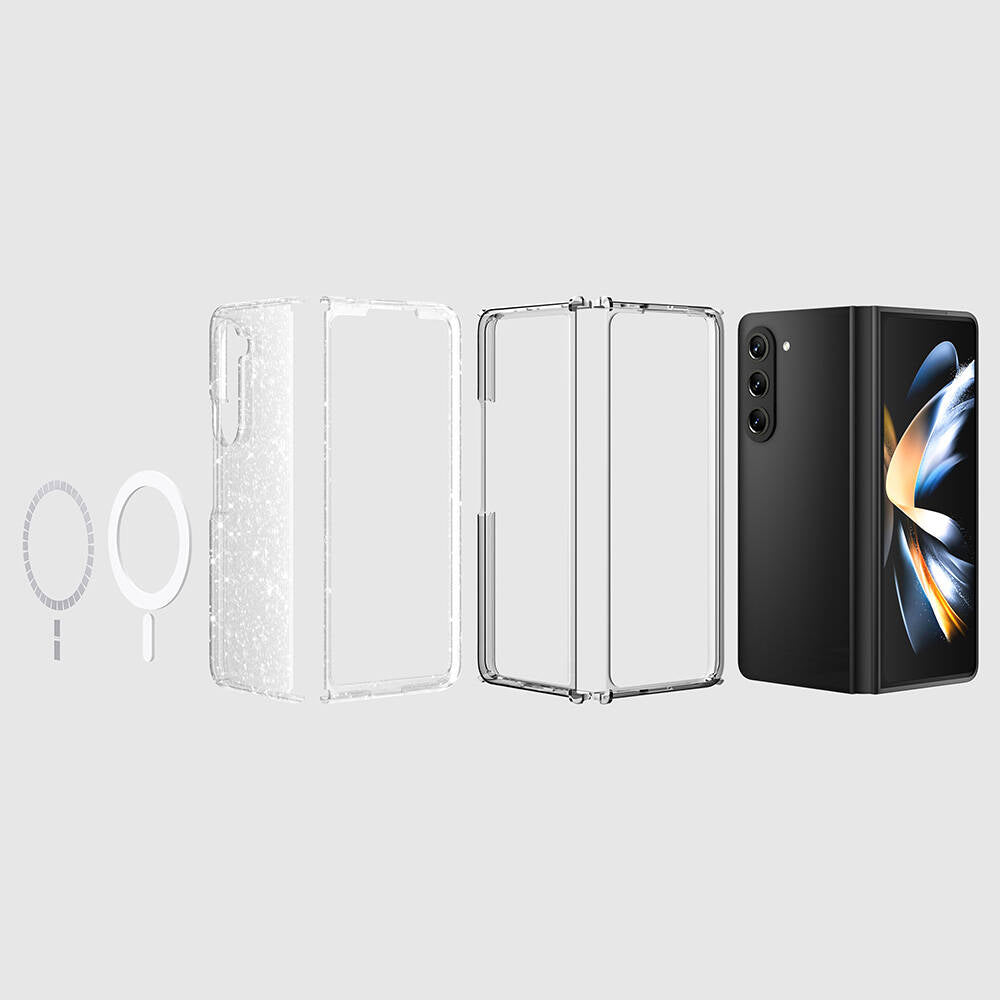 Galaxy Z Fold 6 Kılıf M-safe Şarj Özellikli Parlayan Simli Saydam Renkli Zore Allstar Kapak Şeffaf