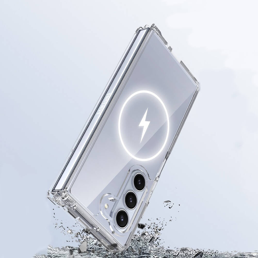 Galaxy Z Fold 6 Kılıf M-safe Şarj Özellikli Şeffaf Sert PC Zore Embos Kapak Şeffaf