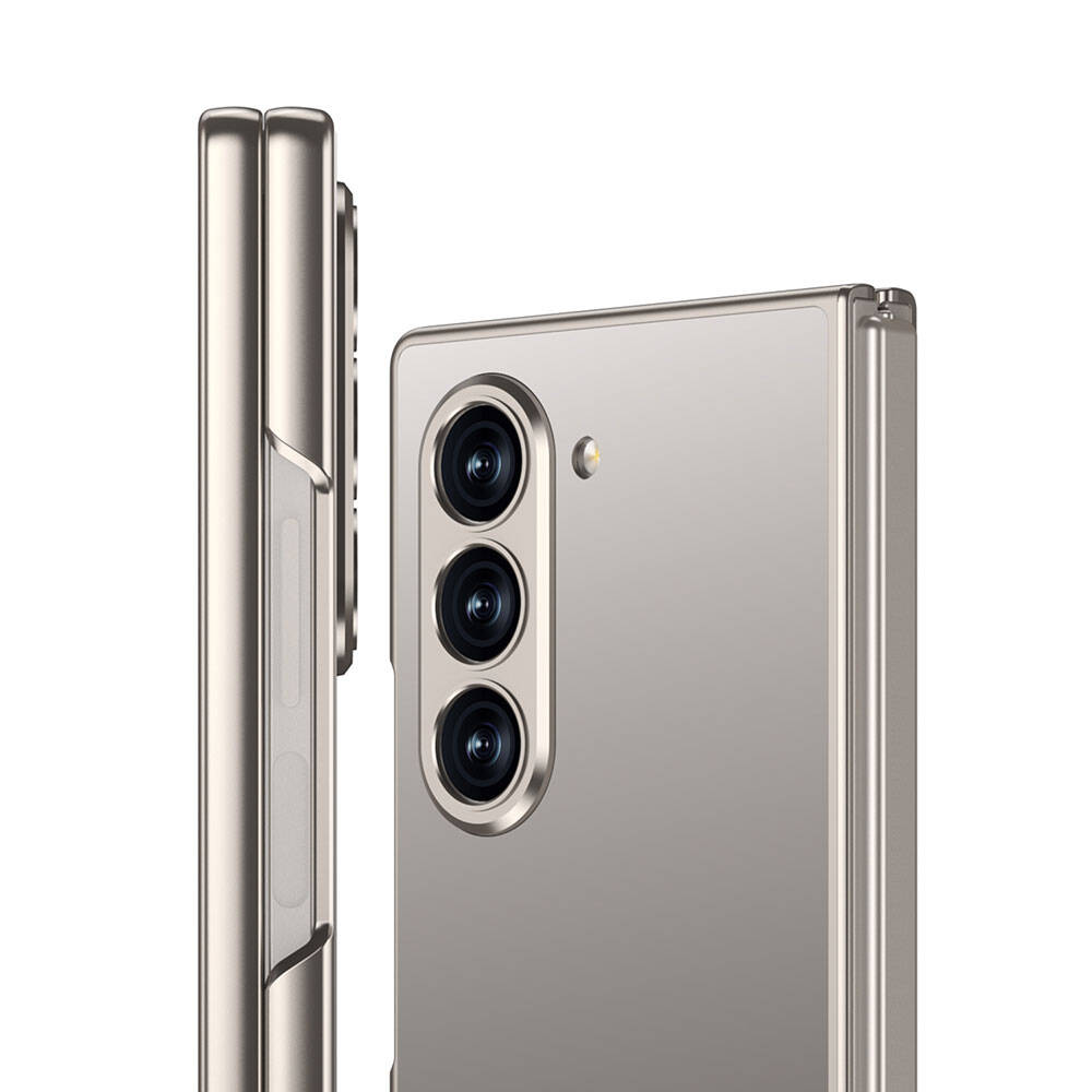 Galaxy Z Fold 6 Kılıf Titanyum Metal Tasarımlı Zore Kıpta Caz Kapak Gri