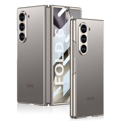 Galaxy Z Fold 6 Kılıf Titanyum Metal Tasarımlı Zore Kıpta Caz Kapak Gri