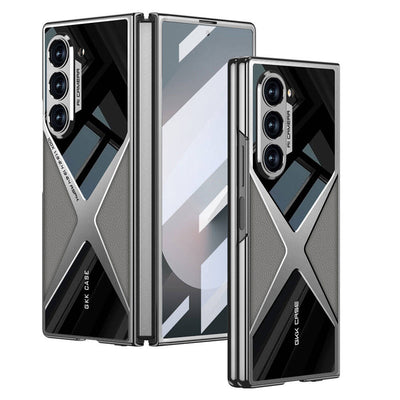 Galaxy Z Fold 6 Kılıf Ultra İnce Kamera Korumalı PC + Deri Arka Yüzey Zore X-Pro Kapak Siyah