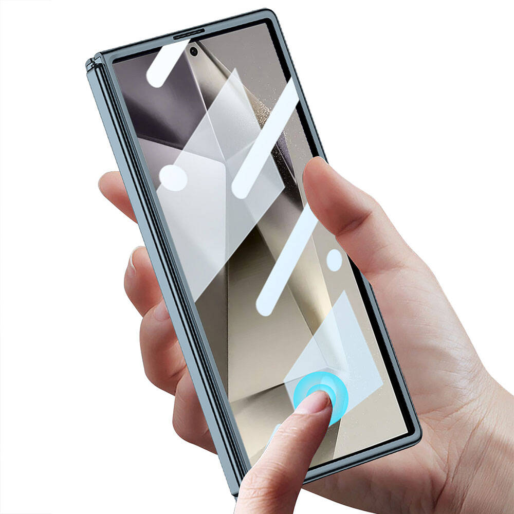 Galaxy Z Fold 6 Kılıf Zore Full Camlı Kıpta Kapak Siyah