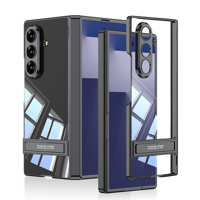 Galaxy Z Fold 7 Kılıf Kamera Korumalı Şeffaf Tasarımlı Zore Lego Standlı Kapak Gümüş