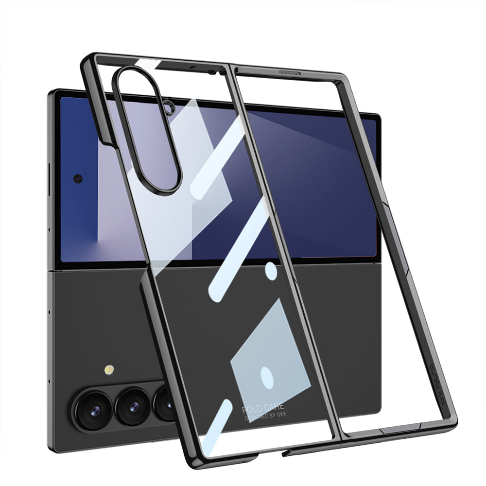 Galaxy Z Fold 7 Kılıf Zore Full Camlı Kıpta Kapak Siyah