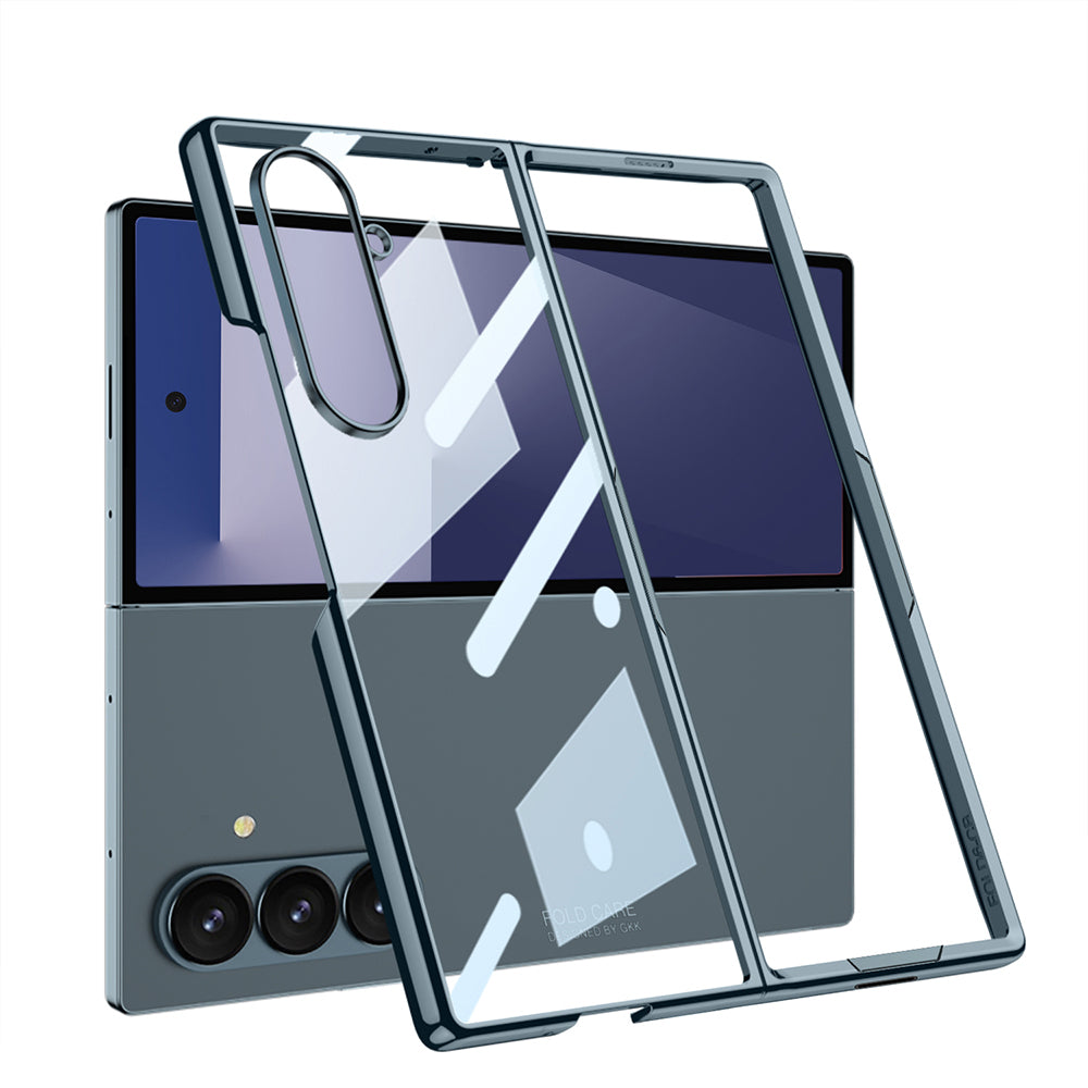 Galaxy Z Fold 7 Kılıf Zore Full Camlı Kıpta Kapak Gri-Yeşil