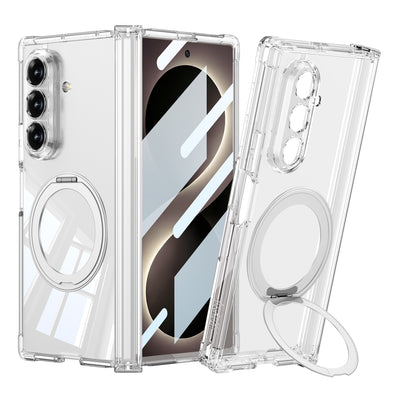 Galaxy Z Fold 8 Ultra Kılıf M-safe Şarj Özellikli Zore Kıpta KPT-09 Ring Standlı Şeffaf Sert PC Kapak