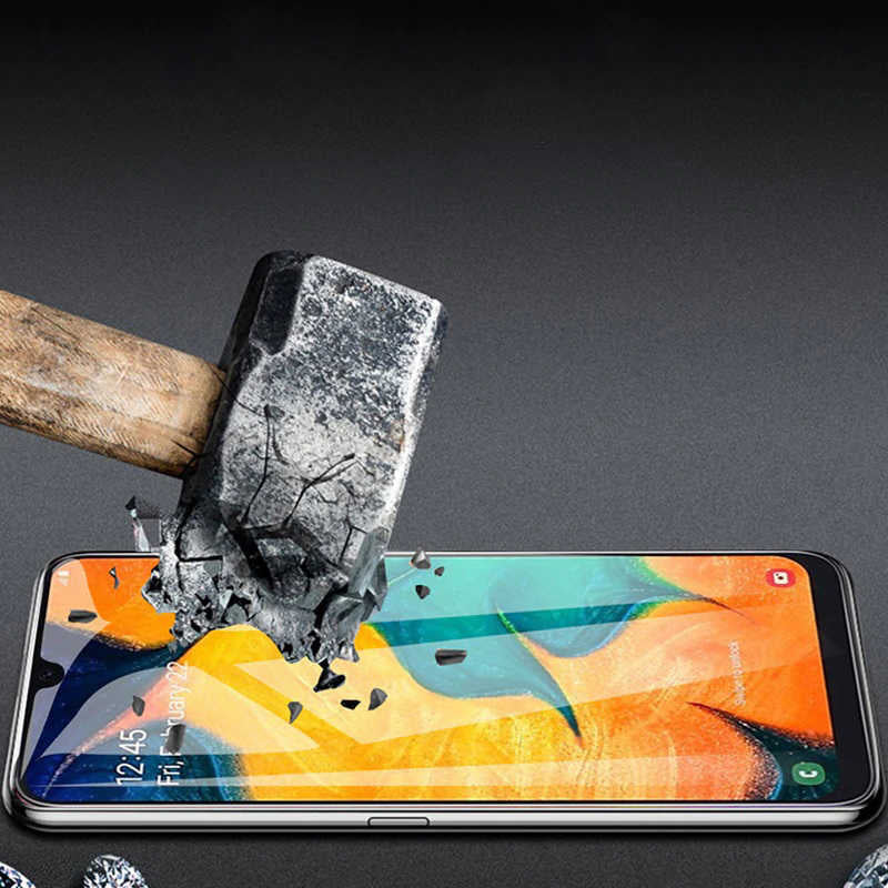 Galaxy M30S Zore Kenarları Kırılmaya Dayanıklı Cam Ekran Koruyucu Siyah