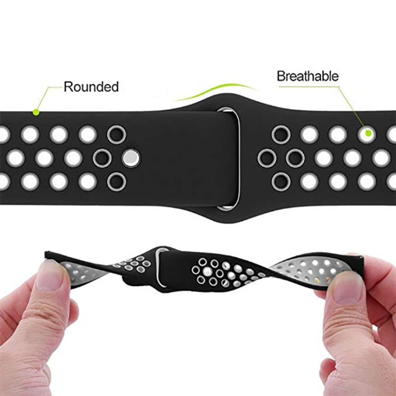 Gear S2 (20mm) KRD-02 Silikon Kordon Siyah-Kırmızı