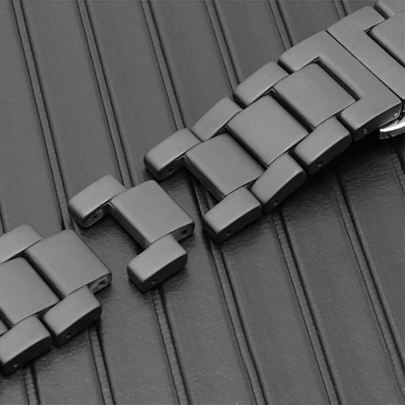 Gear S2 (20mm) Mat Seramik Metal Kordon Parlak Siyah