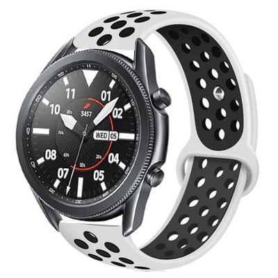 Gear S3 (22mm) KRD-02 Silikon Kordon Beyaz-Siyah