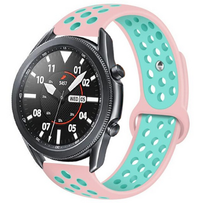 Gear S3 (22mm) KRD-02 Silikon Kordon Pembe-Yeşil