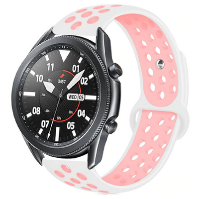 Gear S3 (22mm) KRD-02 Silikon Kordon Beyaz-Pembe