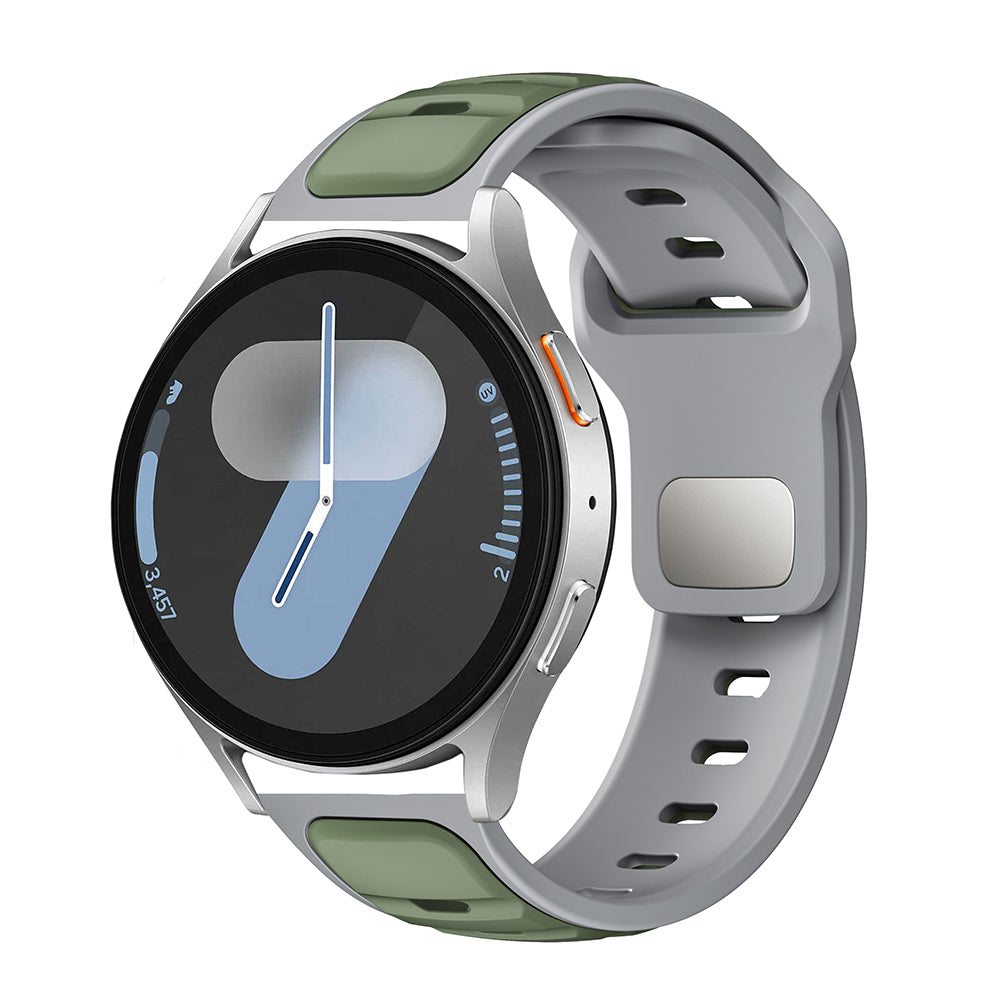 Gear S3 Zore KRD-135 22mm Silikon Kordon Strap Kayış Açık Yeşil-Gri