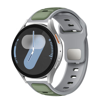 Gear S3 Zore KRD-135 22mm Silikon Kordon Strap Kayış Açık Yeşil-Gri