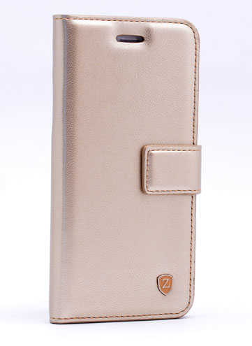 General Mobile 8 Kılıf Zore New Delüxe Kapaklı Standlı Kılıf Gold