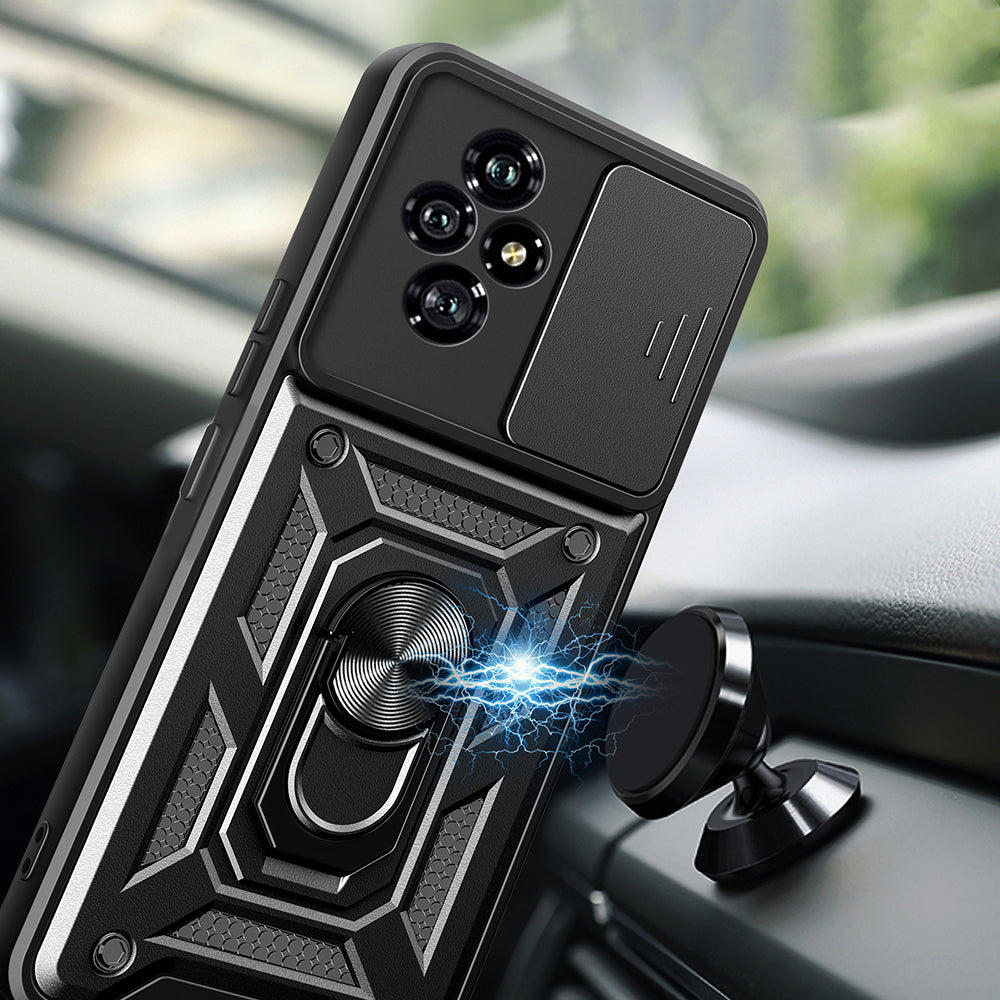 Honor 200 Kılıf Magnetik Standlı Kamera Korumalı Zore Sürgülü Vega Kapak Siyah
