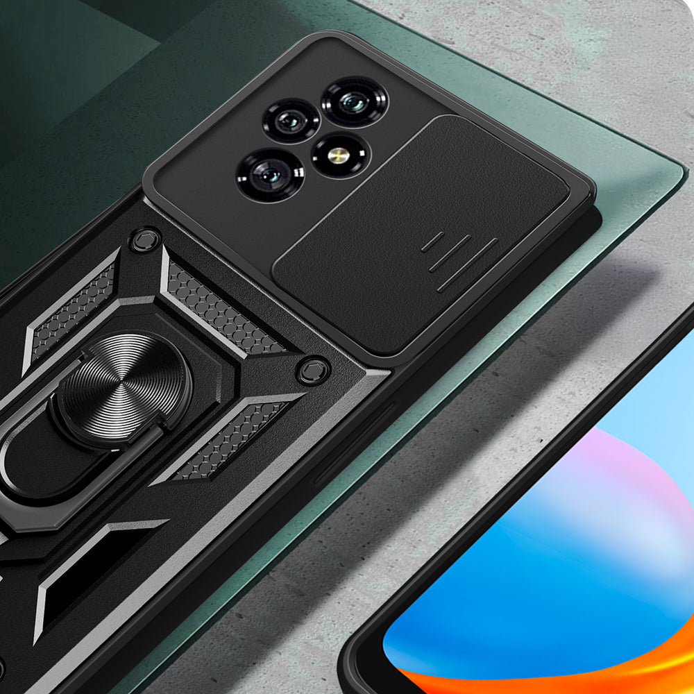 Honor 200 Kılıf Magnetik Standlı Kamera Korumalı Zore Sürgülü Vega Kapak Siyah
