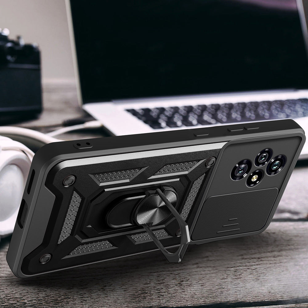 Honor 200 Kılıf Magnetik Standlı Kamera Korumalı Zore Sürgülü Vega Kapak Siyah