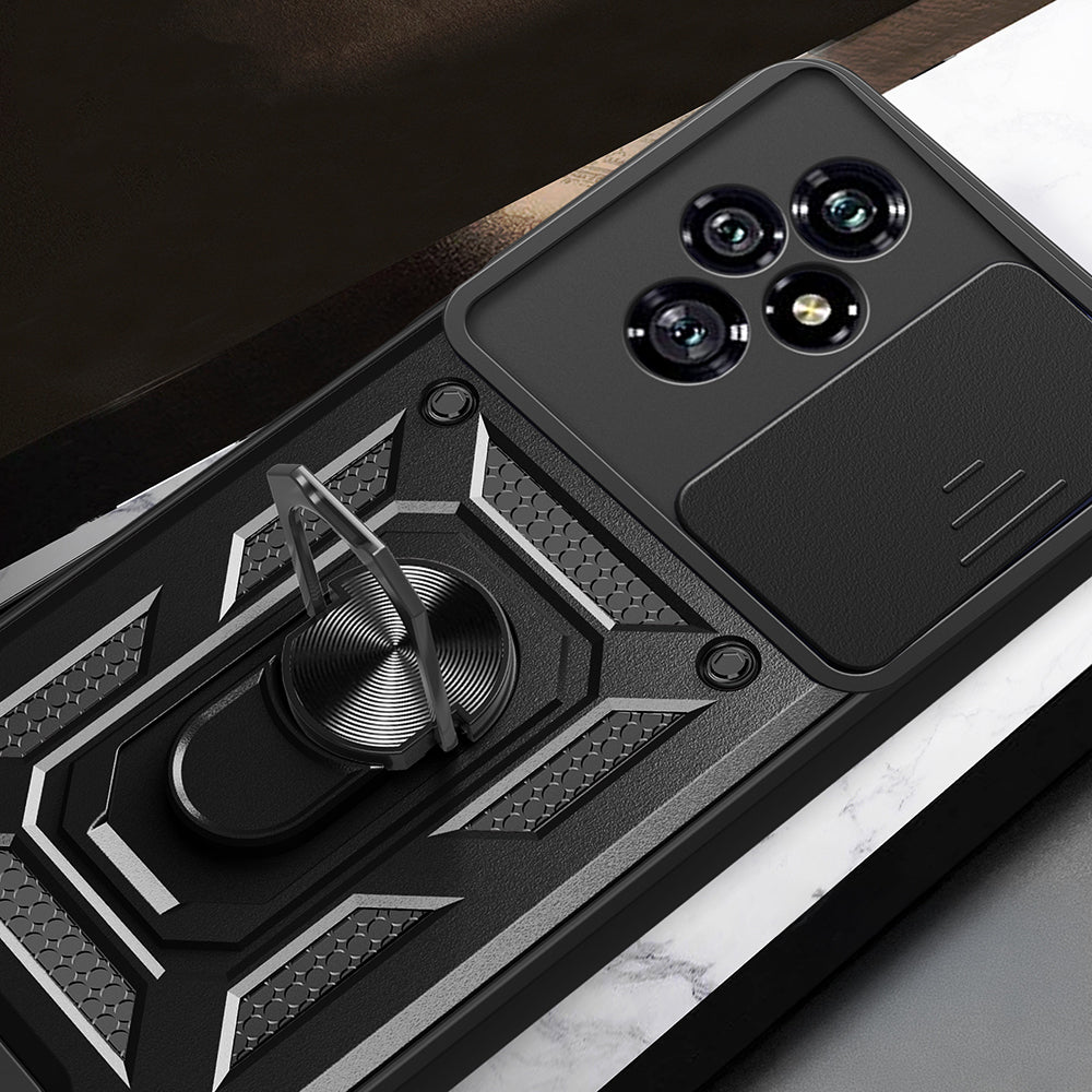 Honor 200 Kılıf Magnetik Standlı Kamera Korumalı Zore Sürgülü Vega Kapak Siyah