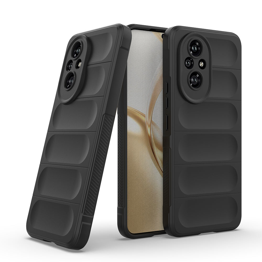 Honor 200 Pro Kılıf Esnek TPU Oyuklu Arka Yüzey Tasarımlı Zore Etnik Silikon Kapak Siyah