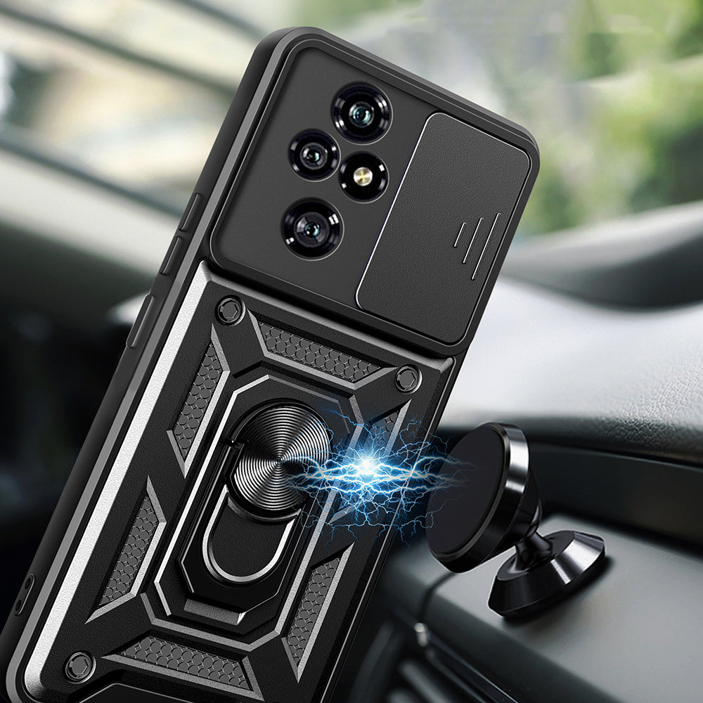 Honor 200 Pro Kılıf Magnetik Standlı Kamera Korumalı Zore Sürgülü Vega Kapak Siyah