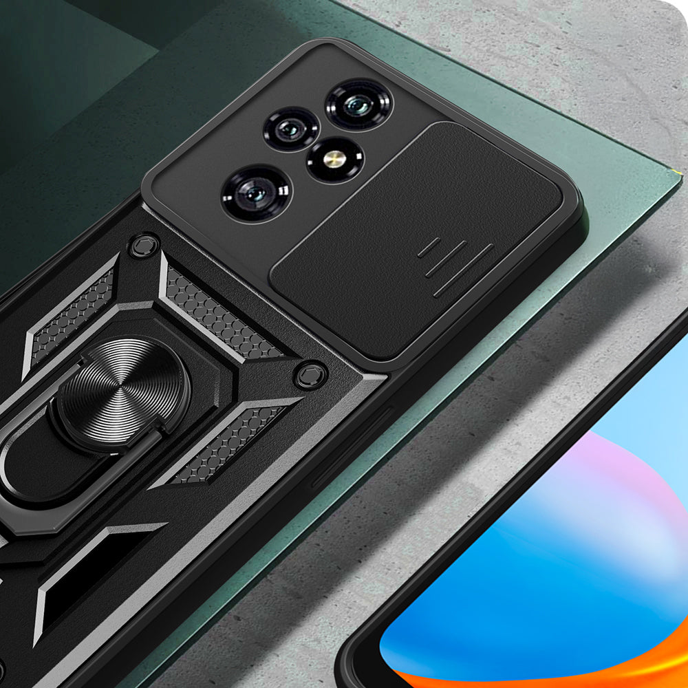Honor 200 Pro Kılıf Magnetik Standlı Kamera Korumalı Zore Sürgülü Vega Kapak Siyah