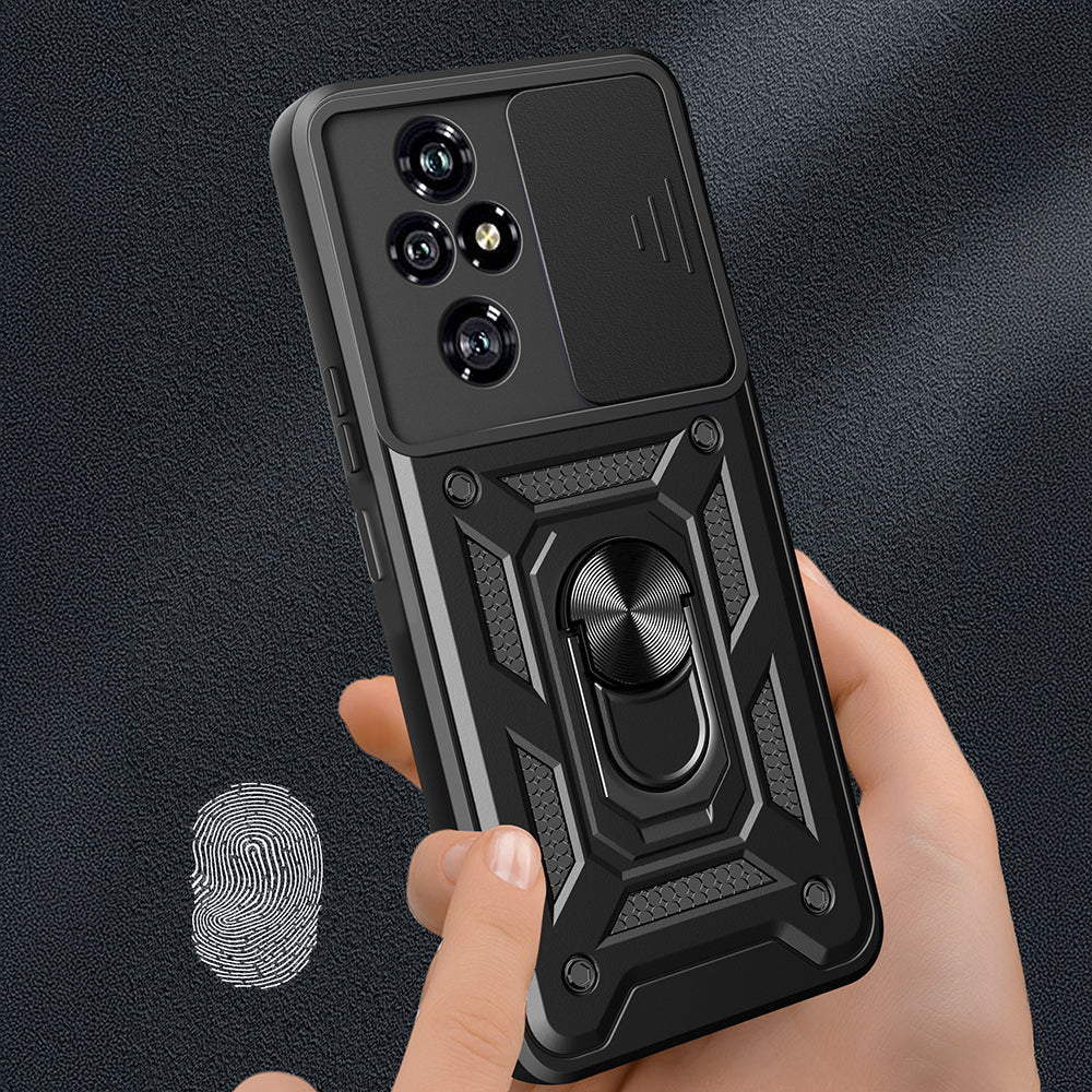 Honor 200 Pro Kılıf Magnetik Standlı Kamera Korumalı Zore Sürgülü Vega Kapak Siyah