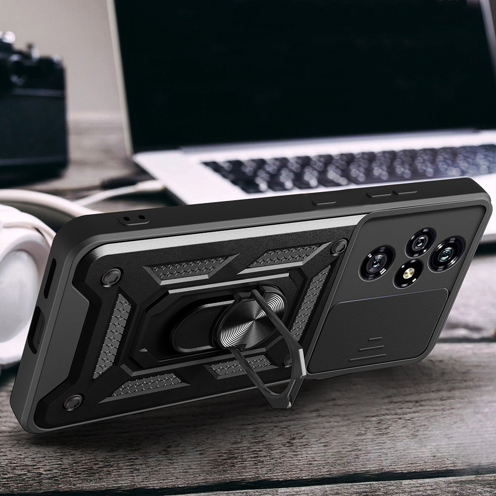Honor 200 Pro Kılıf Magnetik Standlı Kamera Korumalı Zore Sürgülü Vega Kapak Siyah